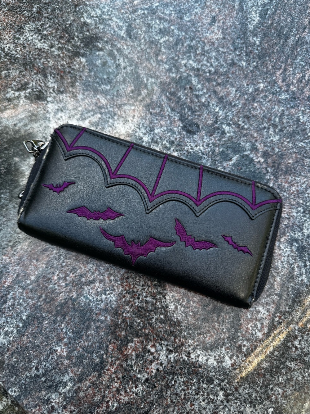 Banned Black and Purple Bat Zip Wallet - Women's Fashion Wallet